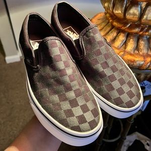 Black checkerboard vans, size 7, new without tags, never worn